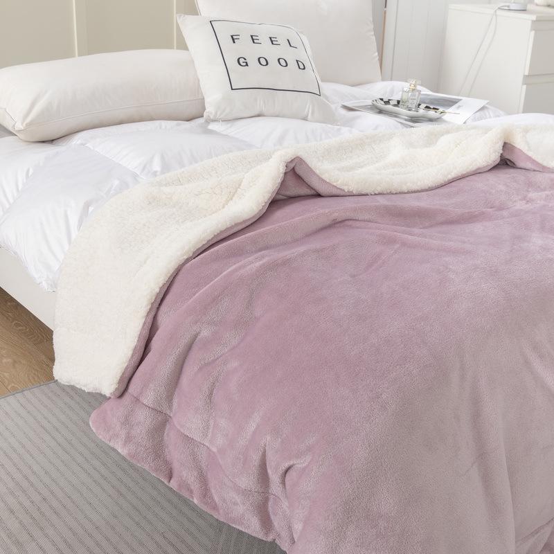 New Double-Layer Thick Lambskin Leisure Blanket for Sofa or Office Nap