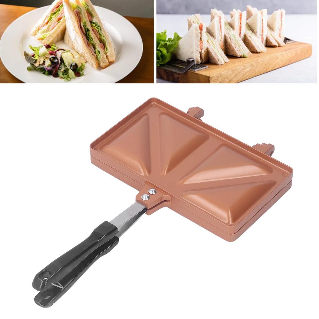 Hot   Maker Aluminum Alloy Hot Dog Toaster Double Sided Frying Pan   Baking Pan