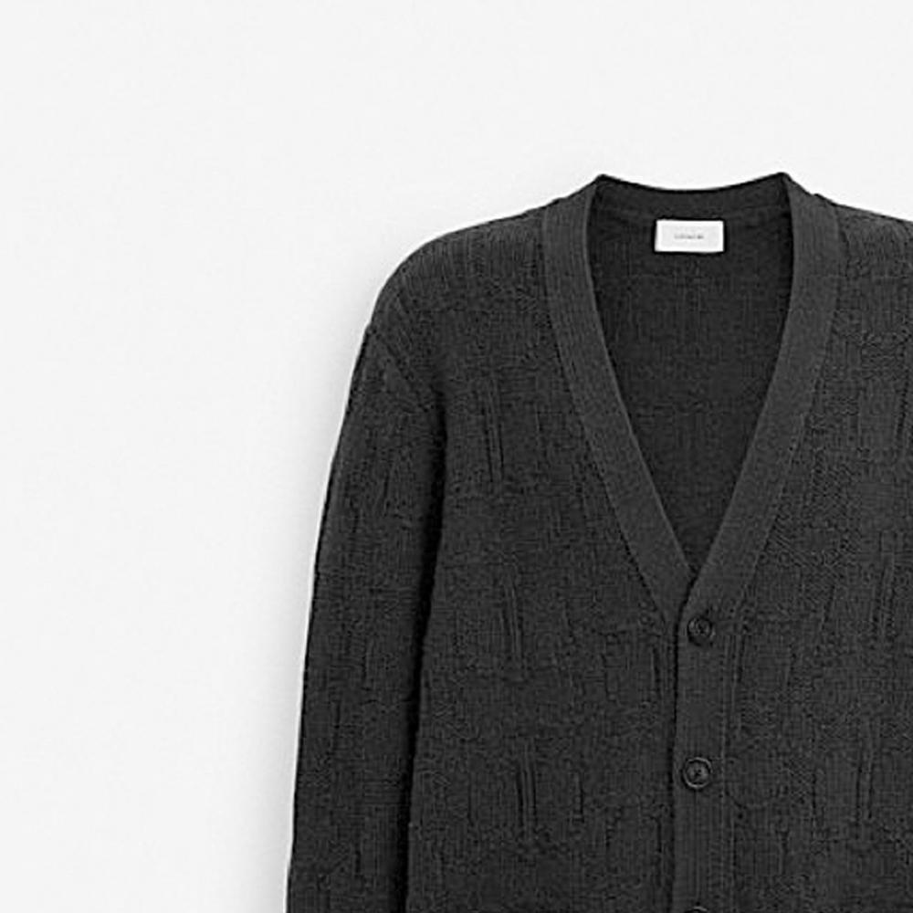 Coach Solid Color V-Neck Single-Breasted Long Sleeve Knit Sweater Men tops Black CK738-BLK