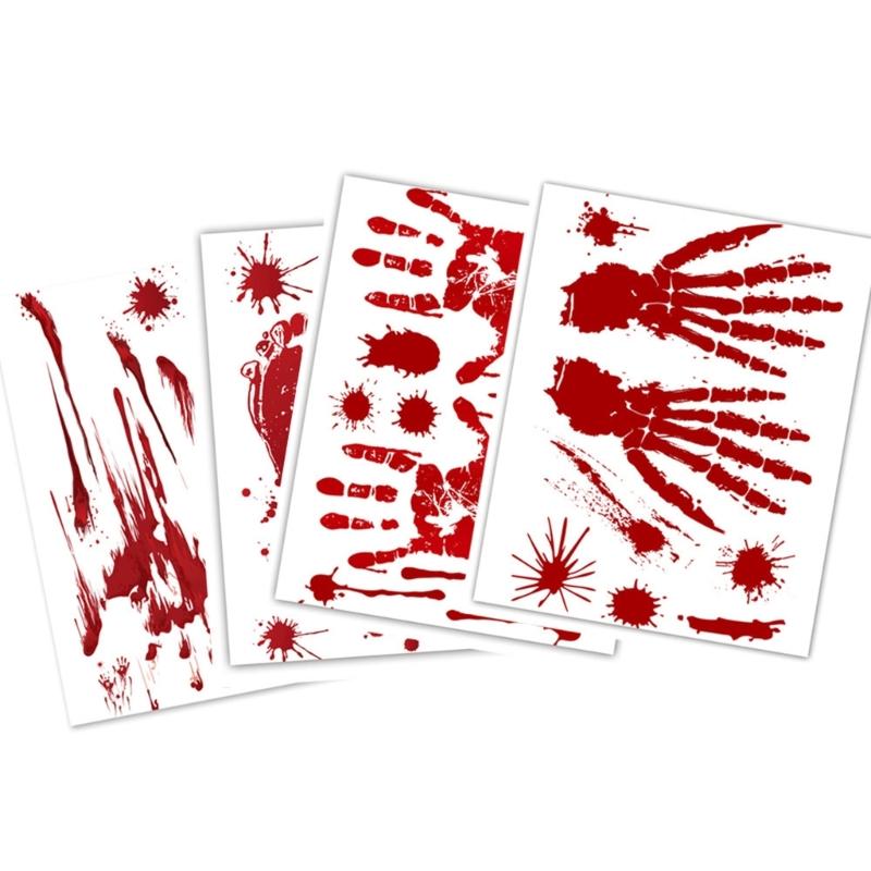 Bloody Table Cover Bloody Handprints Tablecloths Rectangle Scary Table Cover for Halloween Spooky Party Decorations