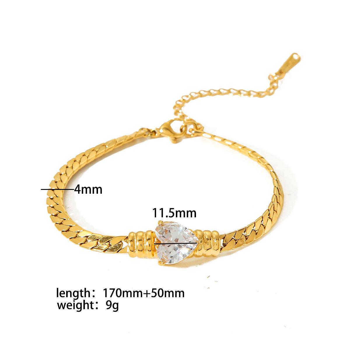 

ins Love Color Zircon Necklace 18K Gold Stainless Steel Simple Light Luxury Bracelet Premium Sense Jewelry Set
