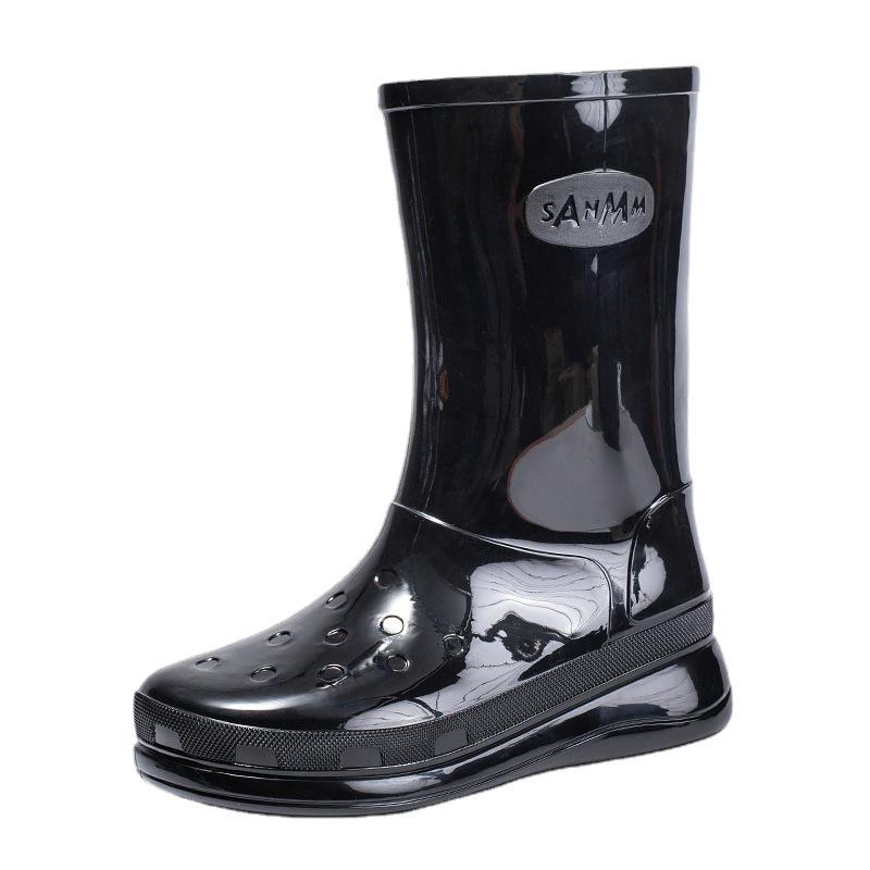 Fashion New Brand Women Rain Boots PVC High Quality Fashion Knee High Boot Platform Big Size 41 Round Toe Luxury Men Long Boot