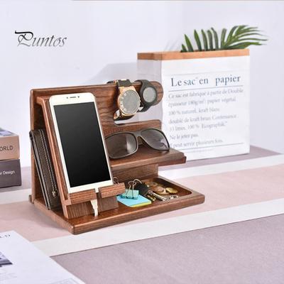 Stojan na nabíjení telefonu Dřevěný stolní organizér Rack Stabilní držák na mobilní telefon s drážkou pro domácí pokoj