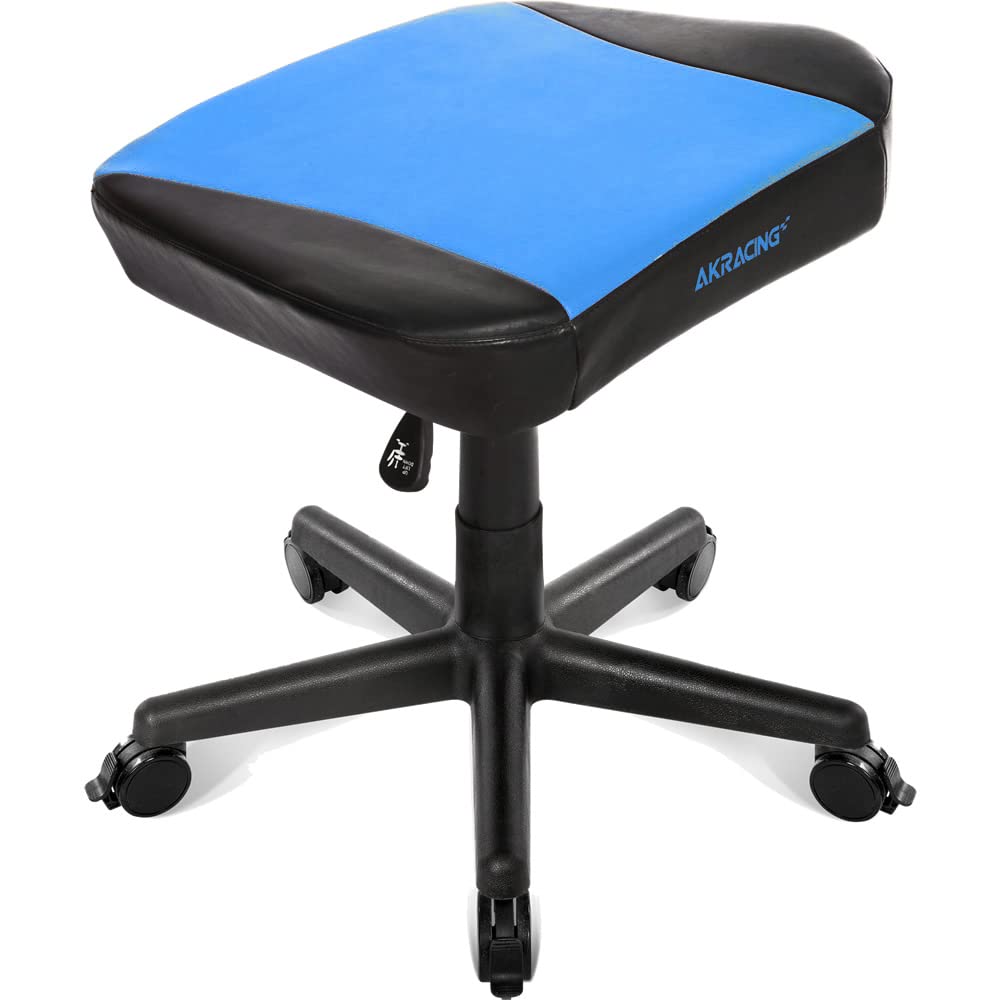 AKRacing Gaming Chair with Ottoman and PU Remote Control for Home Warranty Footrest, Blue, Heavy-Duty Leather, Use, 3-Year