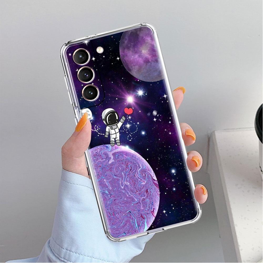 Astronaut Universe Clear Case For Samsung Galaxy S22 S20 FE S21 S10 S9 Plus Note 20 Ultra 10 Lite Transparent Phone Shell