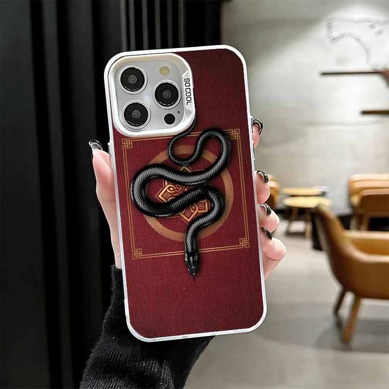 Schwarze Schlangen-Doodle Stoßfeste Handyhülle für iPhone 17 Air 16 16E 15 Pro Max 14 Plus 13 Mini 12 Rückseite Anti-Fall Fundas