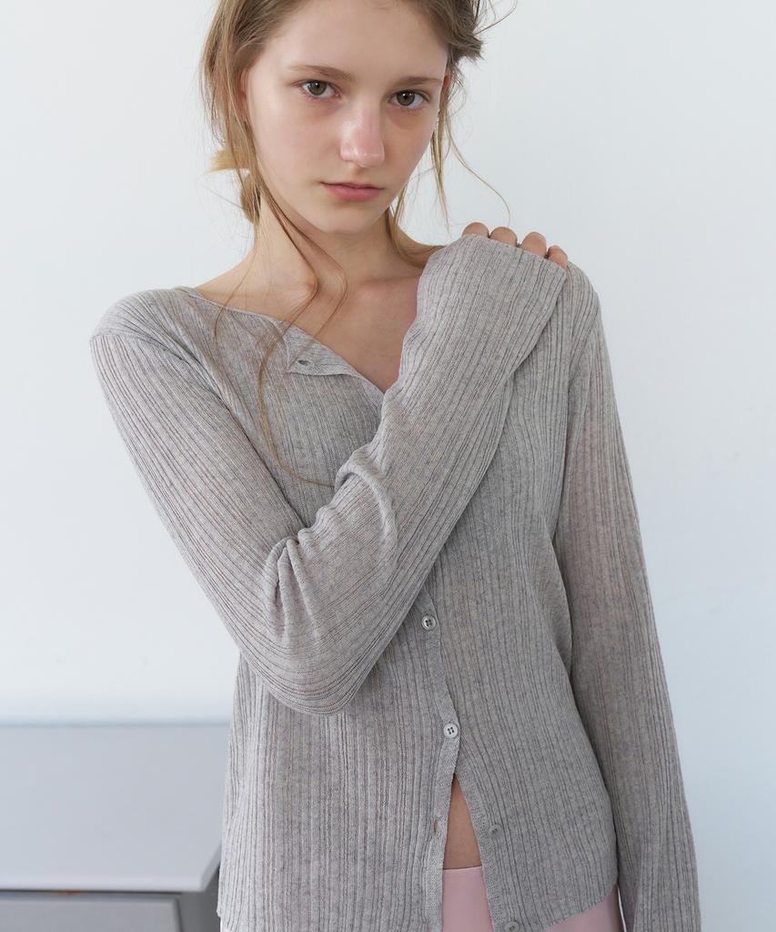 LETTERA Ribbed Slim Cardigan