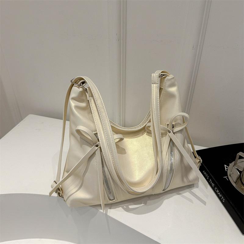 Korean Style Bowknot Faux Leather Tote Bag Versatile Women's Shoulder Handbag CLE
