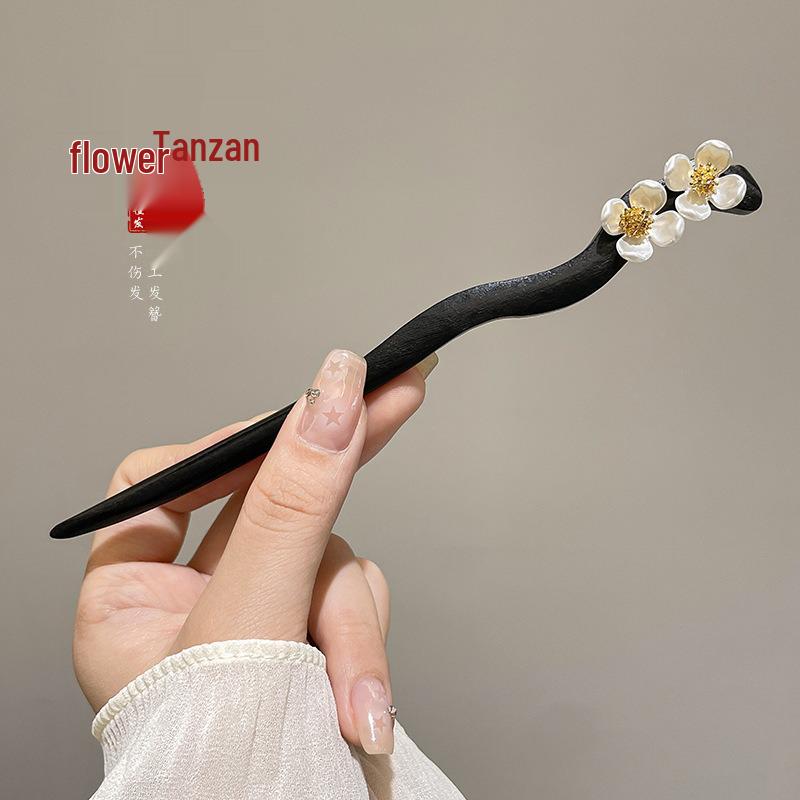 Elegant Black Sandalwood Hairpin with Tassels - Traditional Chinese Hanfu & Cheongsam Accessory for Women