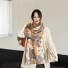 Cute Big-Eyed Cat Winter Scarf Cashmere Women Pashmina Design Wrap Female Thick Blanket Soft Bufanda Warmth Shawl Kerchief
