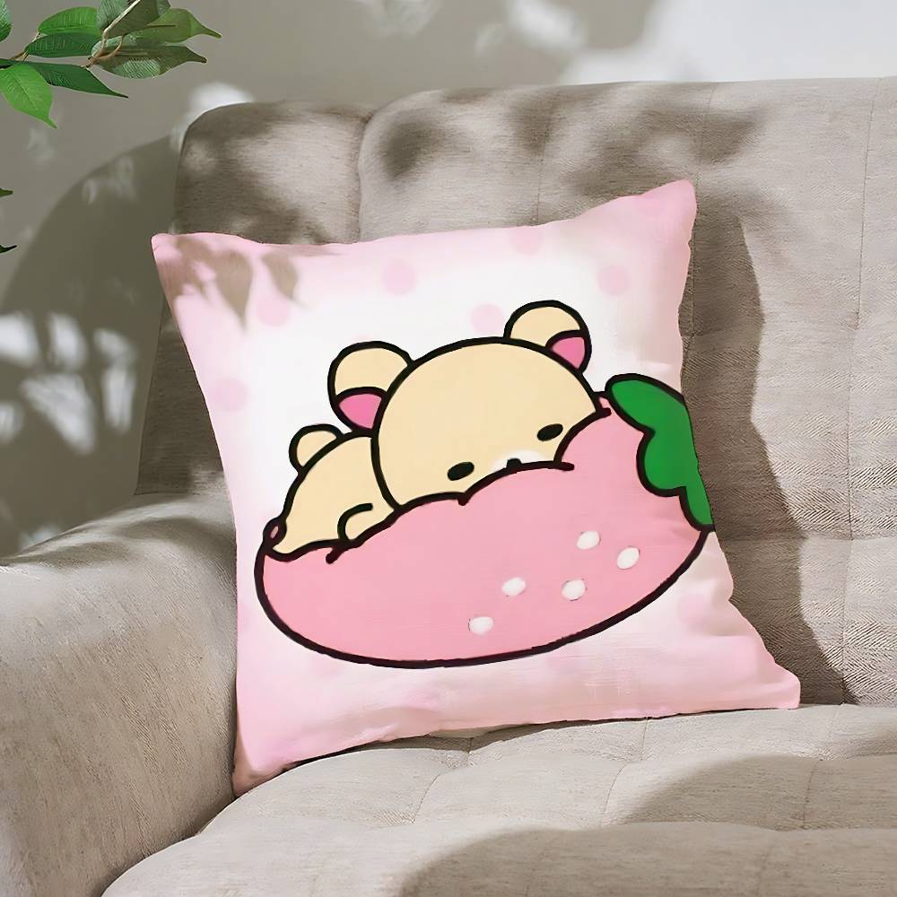 Cute LrilakkumaS Kawaii Pillow Case Cushion Cover Soft Cute Throw Pillow Case For Car Sofa Pillowcase Polyester With Zipper