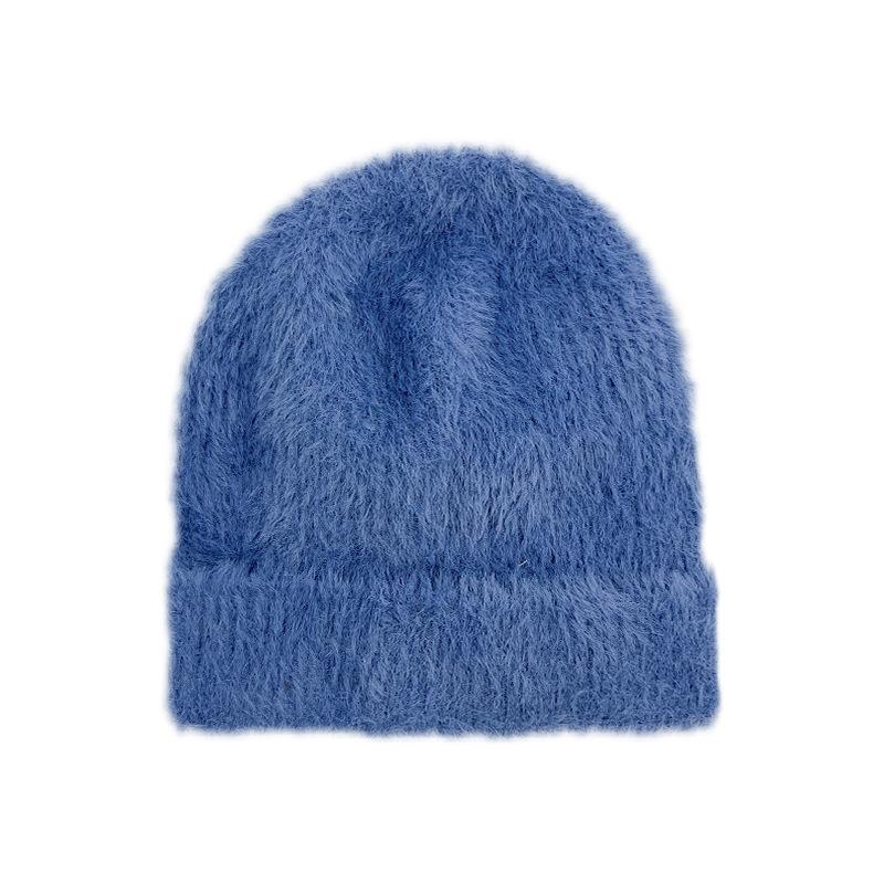 Winter Imitation Mink Hair Children's Knitted Hat, Solid Color Imitation Rabbit Hair Wool Hat for Boys and Girls Outdoor Warm Cold Hat