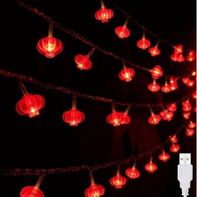 

Led String Lights For Chinese New Year With Red Lanterns Decor For Home And Outdoor Use USB 6 M