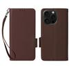 For iPhone 16 Pro Case with Wrist Strap Litchi Texture PU Leather Wallet Phone Cover
