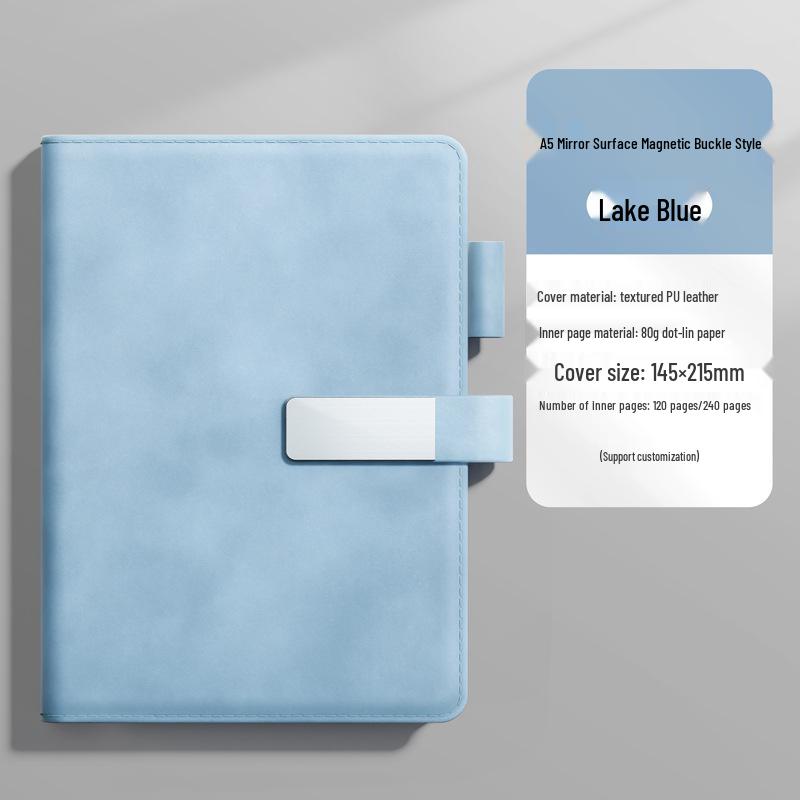 A5 Custom Logo Business Notebook | Soft Leather, Thickened, Buckle Diary with Gift Box