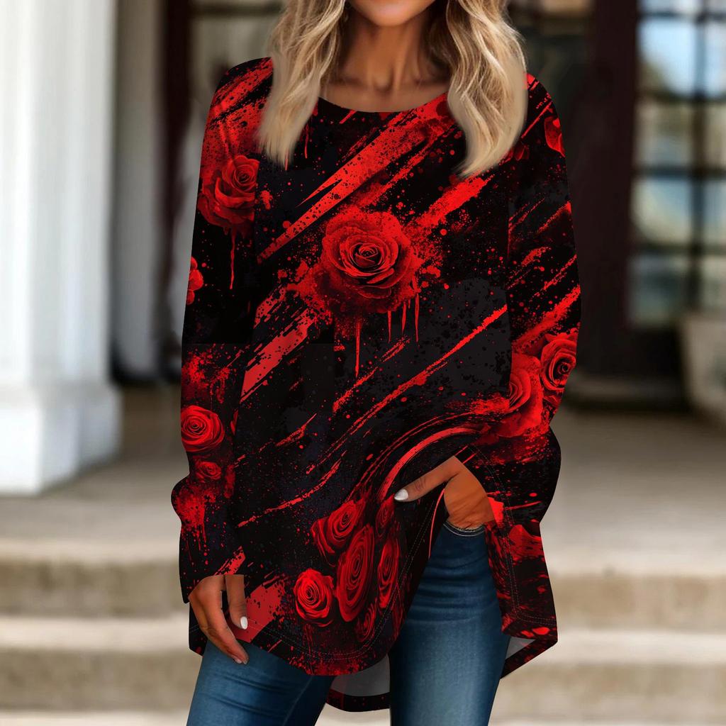 Women's Long Sleeve Halloween T-Shirt Loose Fit Crewneck Casual Print Top
