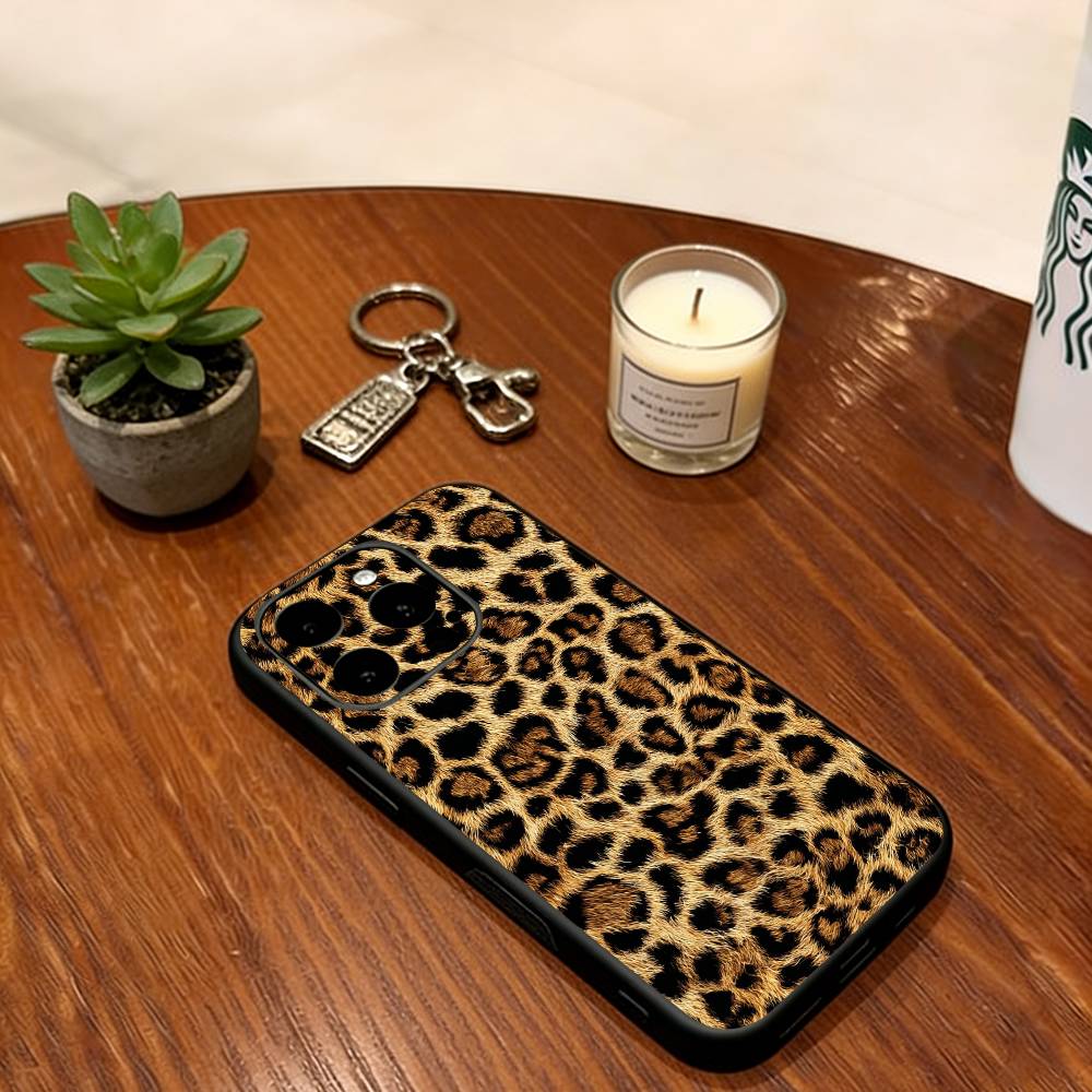 Leopard Print   Phone Case For iPhone 17, 16,15,14,13,12,11 Plus,Pro Max, Others Soft Black Cover