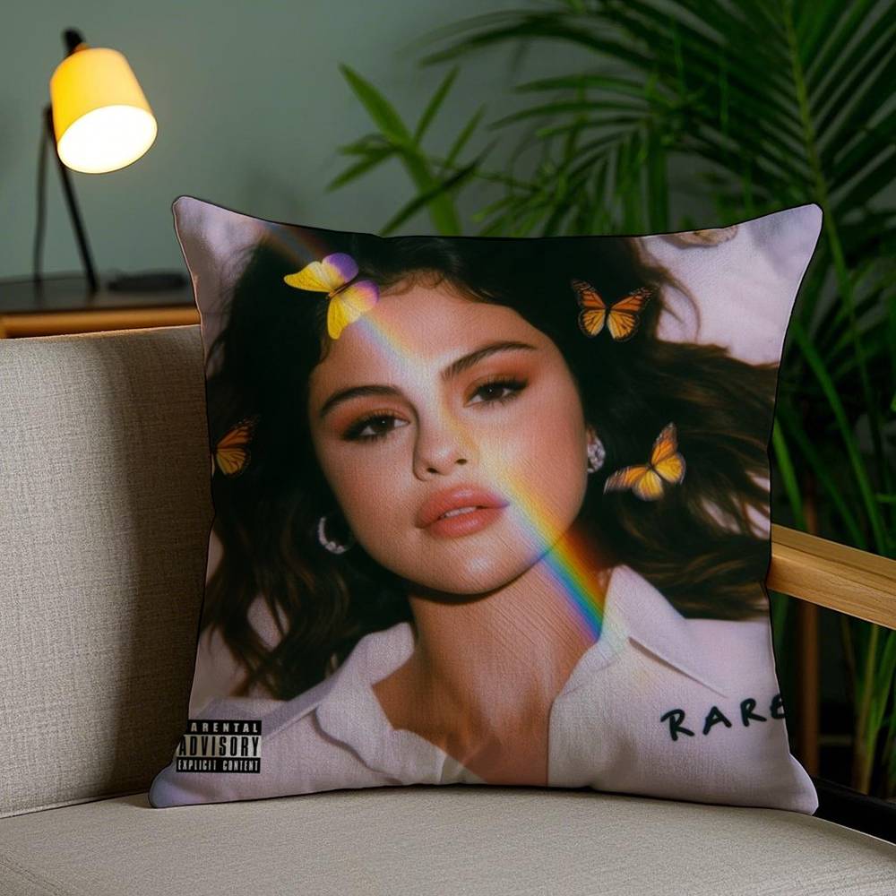 Hot Singer S-Selena G-Gomez Pillow Case Home Dorm Chair Back Short Plush Double-Sided Printing Office Nap Time Cushion Cover