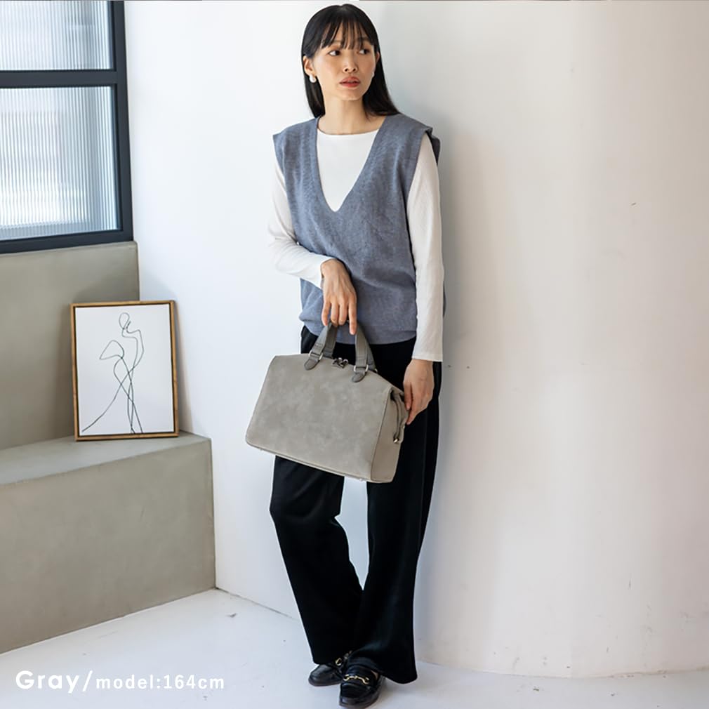 VITAFELICE Suede Square Boston Bag for Men and Women (inb-10207p) (Gray)