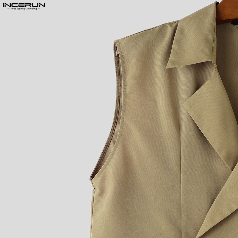 INCERUN 2PCS Men Sleeveless Thin Blazer Tops Long Pants Casual Sets Outfits