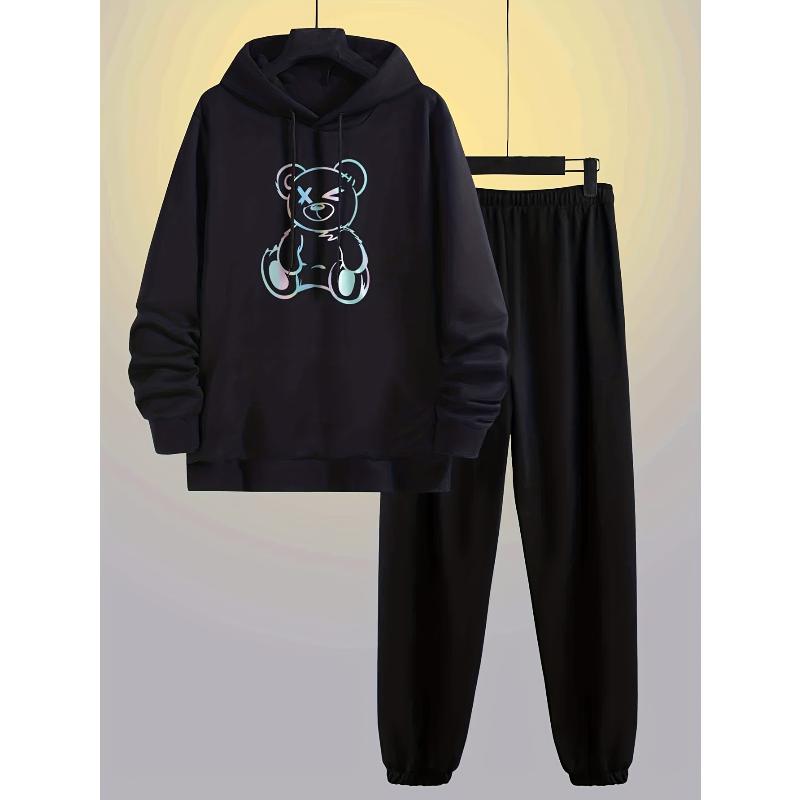 

Polyester Women s Sweatshirt and Knit Pants 2 Piece Casual Tracksuit Cozy for All Day L чорний