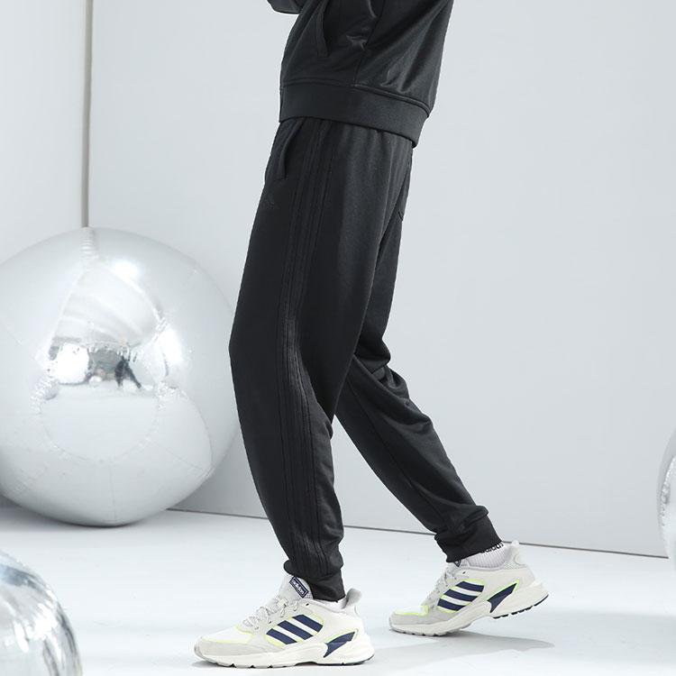 Adidas Farbblock Gestreifte Stehkragenjacke und Manschettenhose Lässiges Sportset Herrensets Schwarz TR30JR-BB+TR30P1R-BB