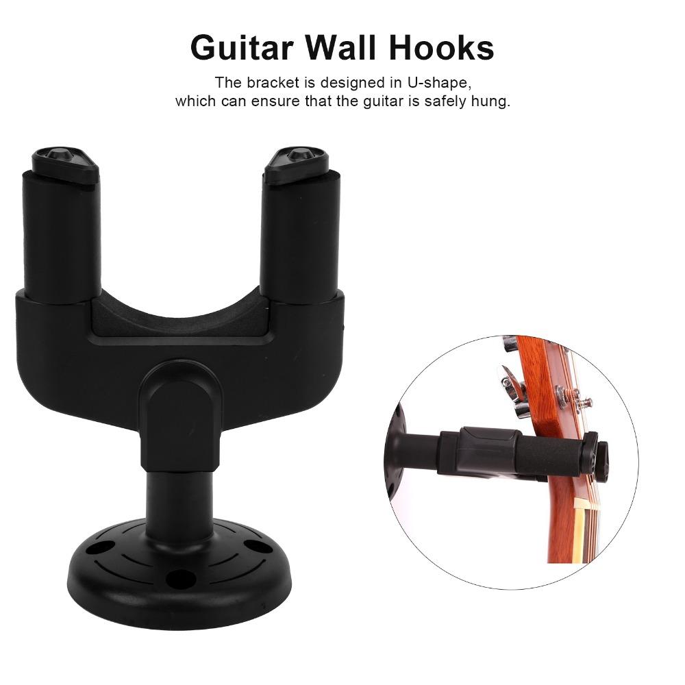 3PCS ABS Guitar Wall Hanger Black Guitar Hangers Durable Guitar Wall Hooks Guitar