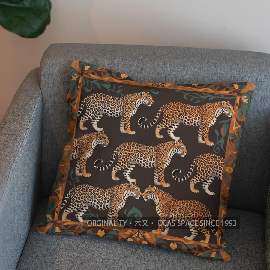 2D Colorful Geometric Leopards Pattern Pillow Cover Pattern Cushion Cover Suitable For Sofa Bedroom Car Pillow Cover