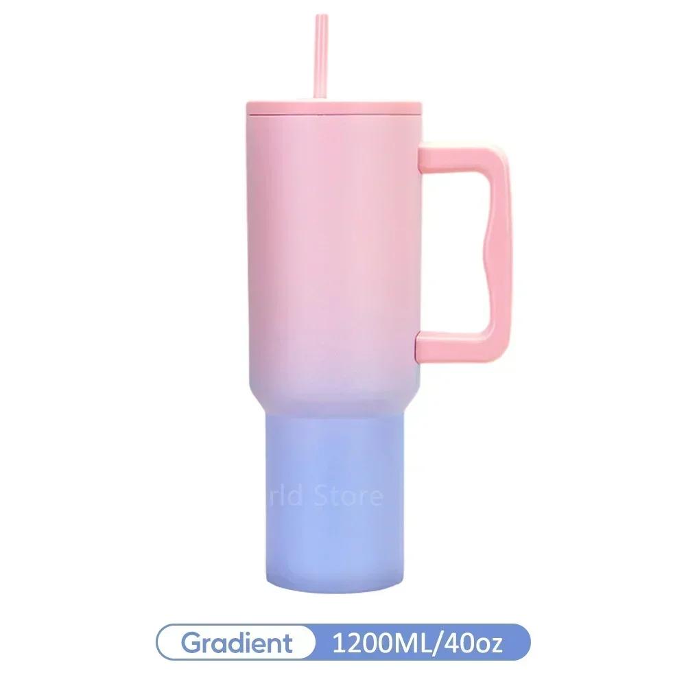 40oz Stainless Steel Vacuum Thermos Tumbler - Leak-Proof Mug with Handle Lid & Straw Keep Cold/Hot for Travel Car Coffee Drinks