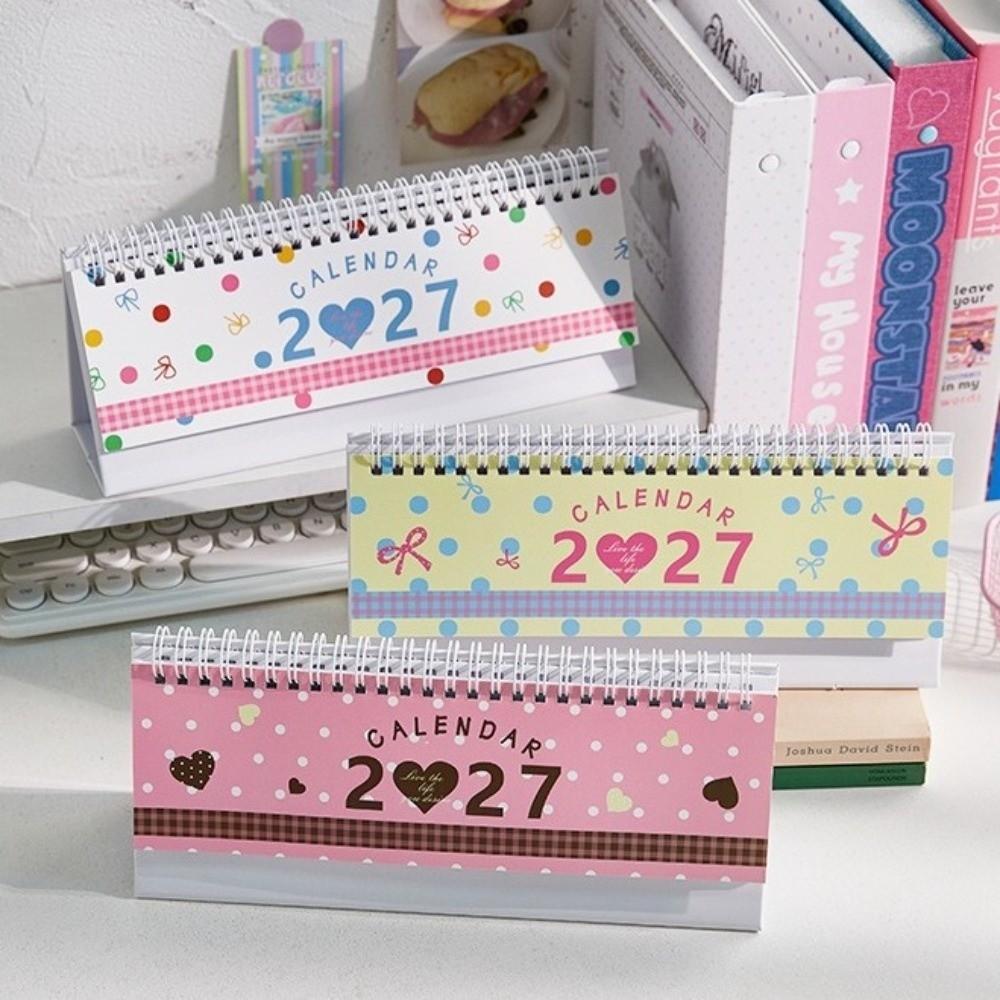 Polka Dot 2027 Desk Calendar Foldable Stand Flip Calendar New Table Calendar  Home Office