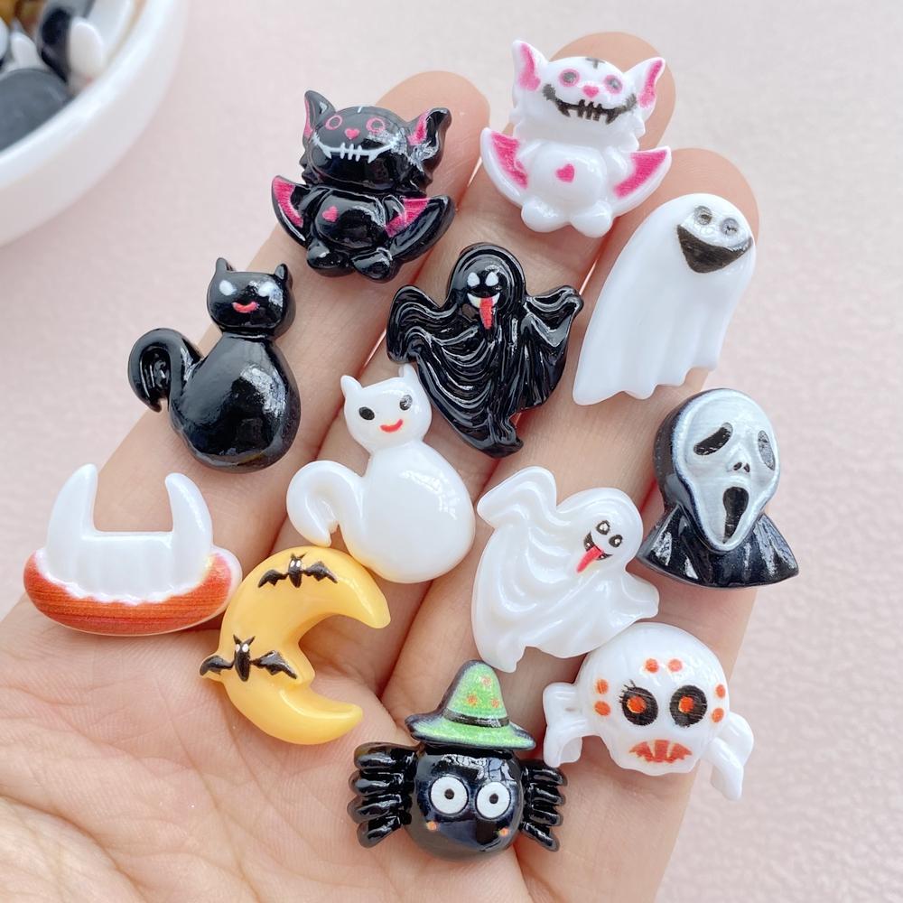 30Pcs New Cute Resin Halloween Collection Flat Back Free Shipping Ornament Jewelry Making Manicure Hairwear Accessories