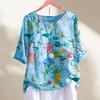 European and American Women's Clothing 1116 Spring and Summer New Product Printing Retro Cotton and Linen Short-sleeved T-shirt Top Women