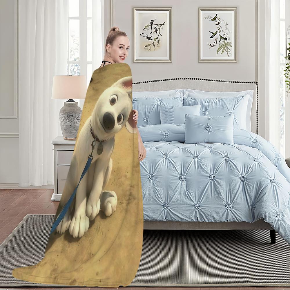 Cartoon B-Bolt Movie DSN Blanket Blanket for Couch Sofa Travel Home Picni Flannel Blanket Birthday Gift Warm Comfortable