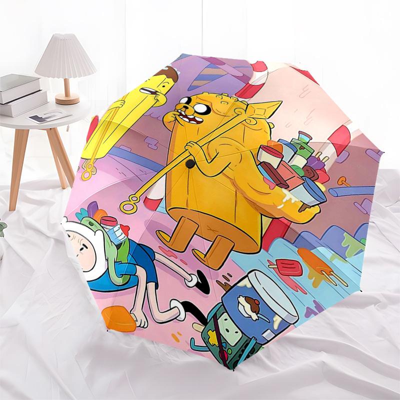 1pc Adventure Time Outdoor Umbrella - Automatic Opening/Closing, Portable 3-Fold Design with 8-Rib Iron Frame - Perfect Gift for Fans, Travelers,