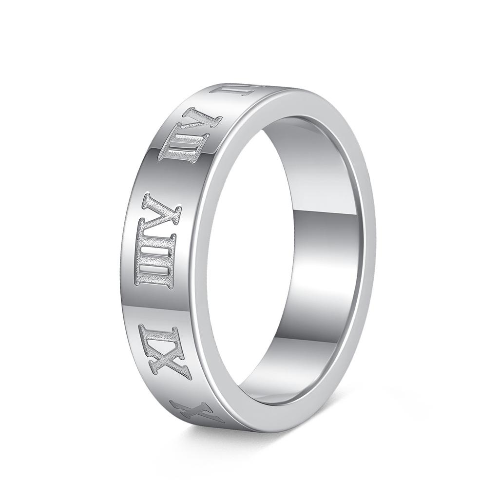Trendy Male European and American New Jewelry Roman Numeral Ring Titanium Steel Ring