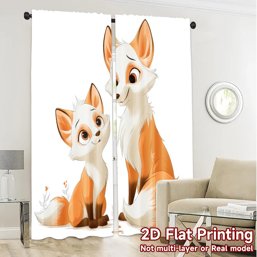 2pcs   2D FLAT PRINTING Curtains (Without Rod) Fox Bonding Popular Curtain Polyester Curtains Decorations Inside Decorative for