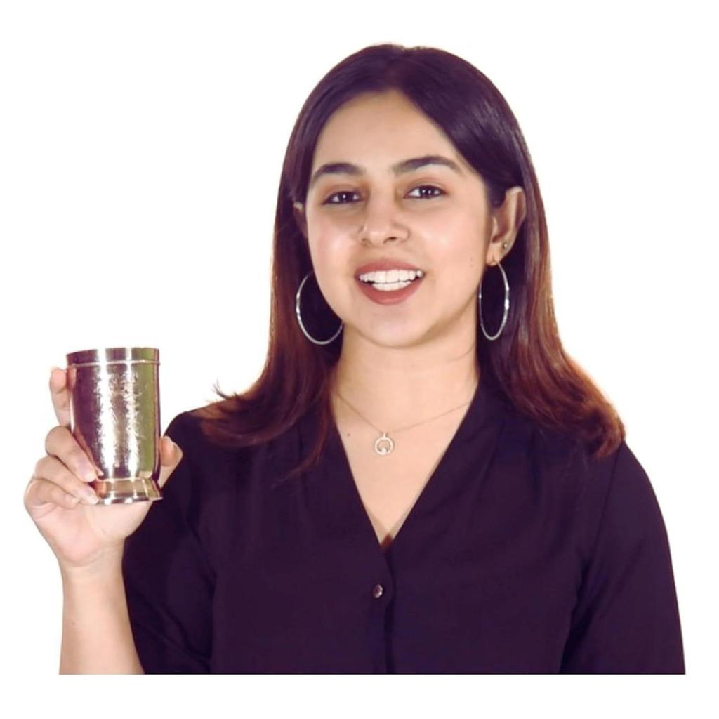 Pahar din alamă pură pentru apă potabilă, Yoga și Ayurveda, Set de 2