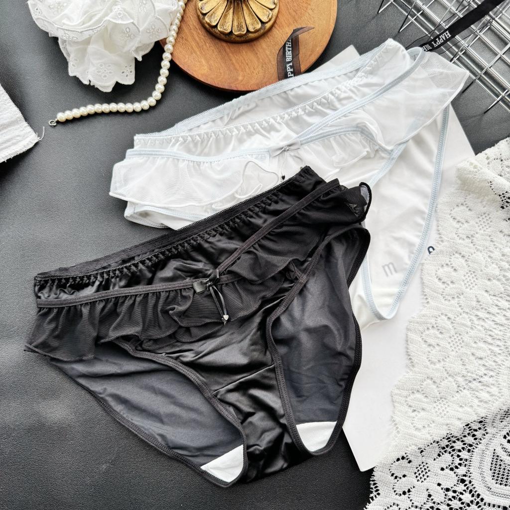Girl Summer Pure To Sweet Sexy Lace Ice Silk Cotton Crotch Triangle Briefs