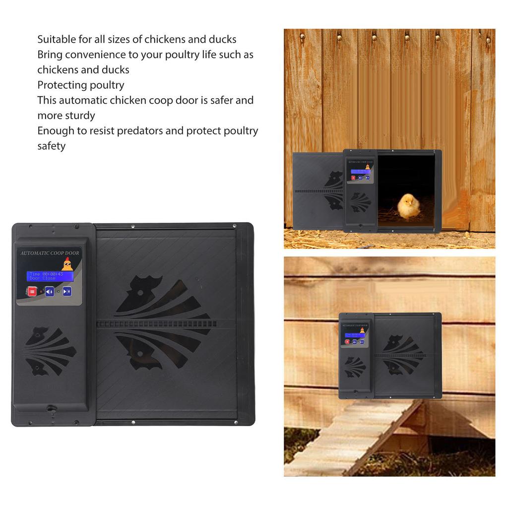 USB Solarbetriebener automatischer Hühnerstall-Türöffner mit Timer, programmierbarer LED-Anzeige, 3 Power