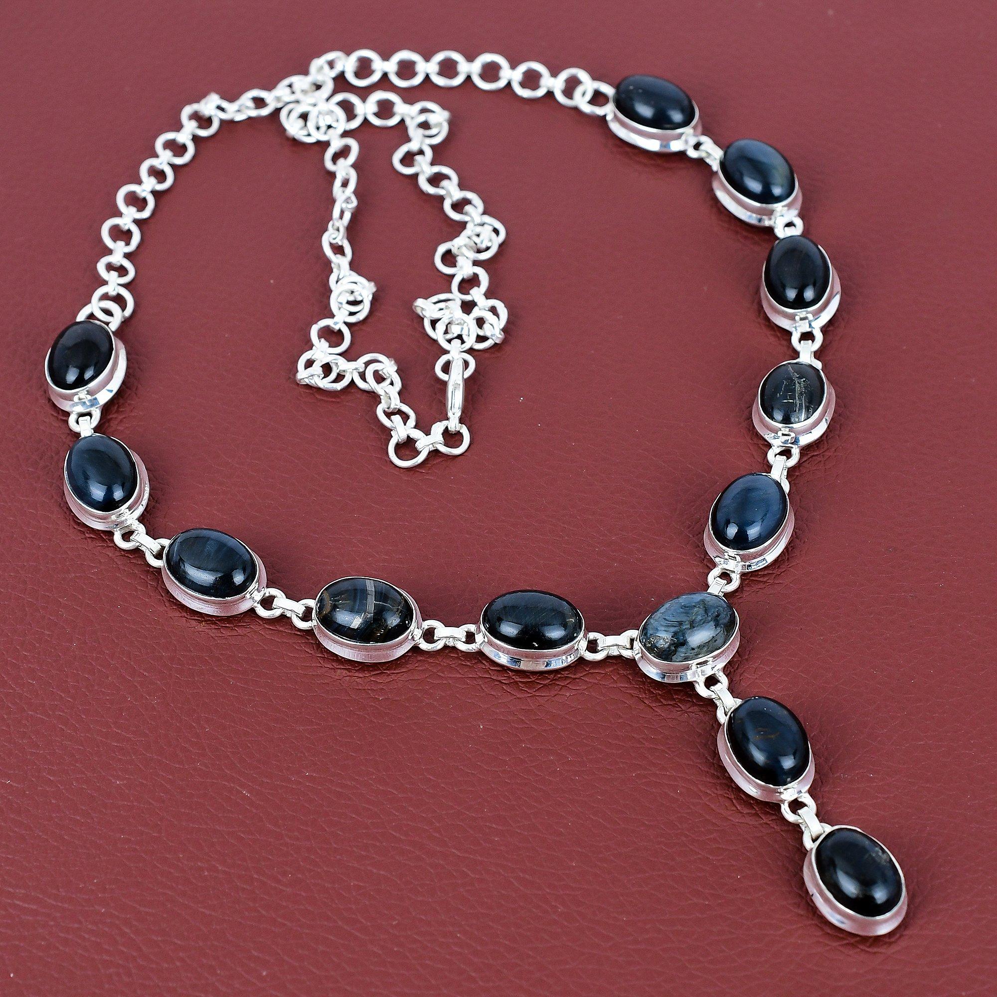 

Pietersite necklace gemstone necklace handmade jewelry 925 sterling silver adjustable chain necklace natural pietersite jewelry wedding gift Adjustable