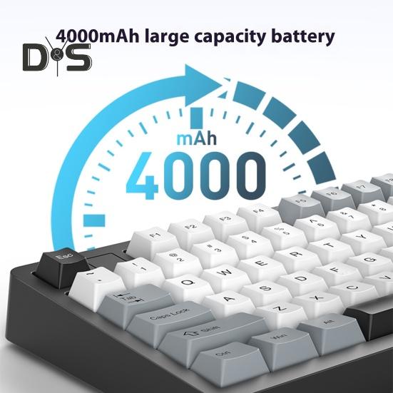 Teclado mecânico compatível com Bluetooth/2.4G/Tipo C com fio, três modos de conexão, troca a quente de teclas completas, 81 teclas