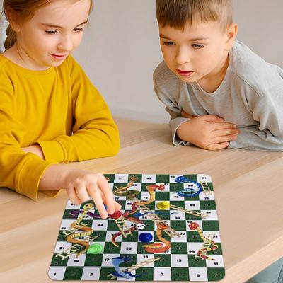 1 Set Snake Ladder Chess Board Game with 24CM Chessboard 4 Chess