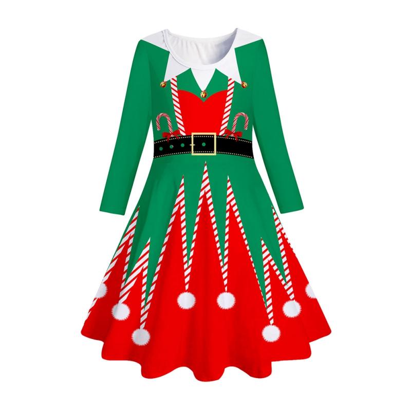 

4-12 років Дитяча Дівчача Зимова Сукня з Довгим Рукавом Різдвяна Сукня XL