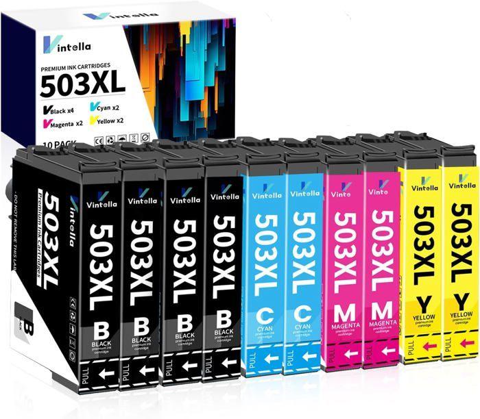 Cartouche d'encre 503XL - Vintella - Compatible Epson - 10 pièces - Haut rendement - Couleurs vives