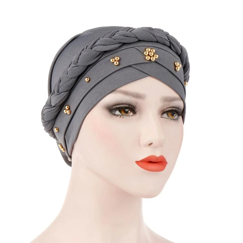 Velour Muslim Women Braid Hijab Turban Chemo Stretch Cap Hair Loss Hat Head Wrap Islamic Bonnet Headwear Beanie Cover