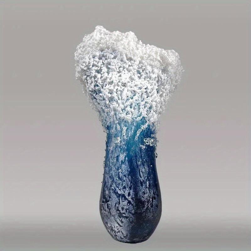 Ocean Wave Small Vase Resin Crafts Ocean Wave Vase Decoration Ocean Series Blue Home Decoration