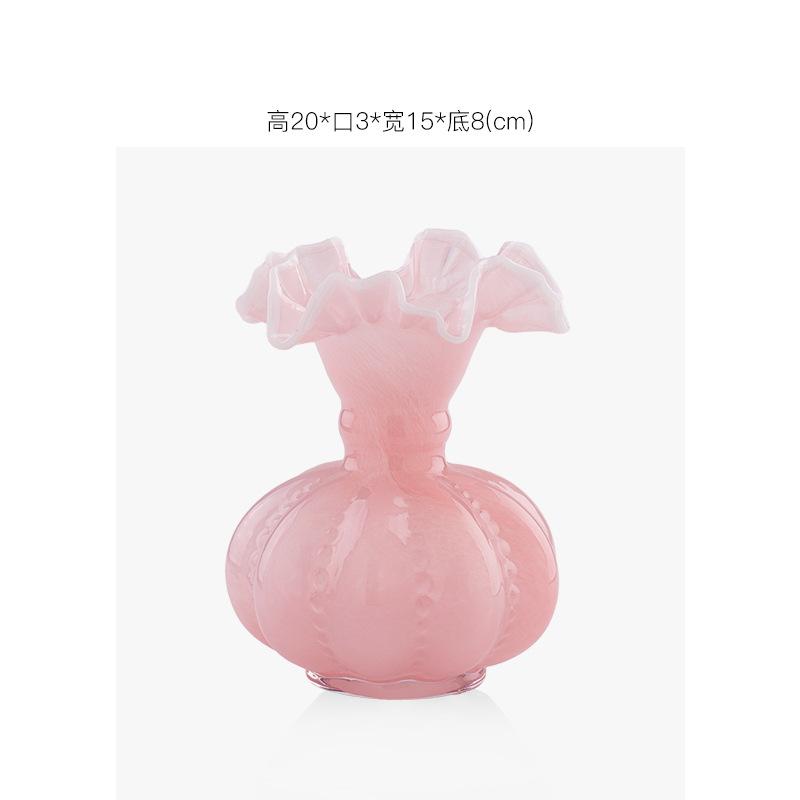 Luxury Glass Vase French Vintage Fenton Style for Living Room Tabletop Flower Decor