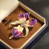 Broșe Elegante cu Floare de Orhidee Emailată Frumoase Accesorii Pins cu Plante pentru Haine de Damă Genți Cadouri