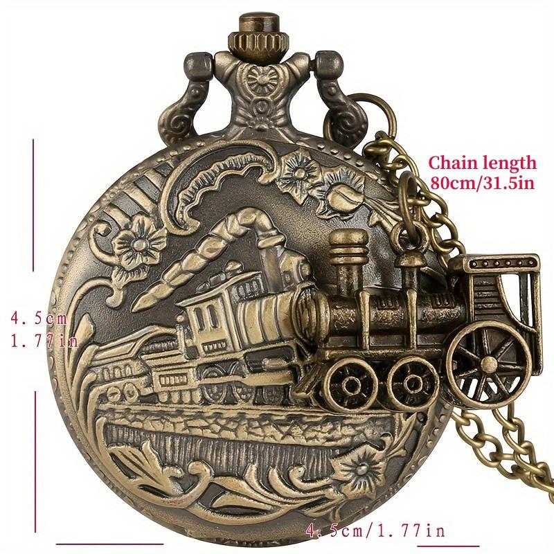 Quartz Pocket Watch Train Locomotive Engine Necklace Pendant Chain Train Accessory Best Gift