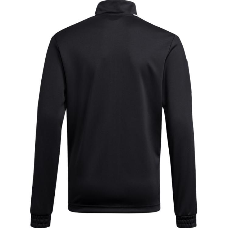 Adidas FW22 Pánská bunda s pruhovaným potiskem, logem a zipem u krku, svrchní oděv, černá GK9546